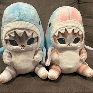 Set of 2 Mofusand Pastel Shark Meow Big Plush Margie